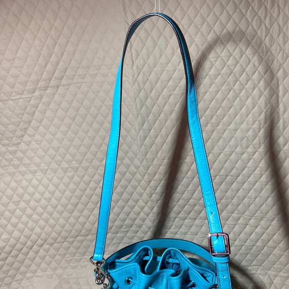 Coach Avery Drawstring Teal Turquoise Blue Super Soft. 2 Straps. - Picture 14 of 14